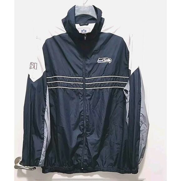 G-III NFL Seattle Seahawks Jacket Windbreaker Size XXL Blue & White 100% Poly - Picture 1 of 8
